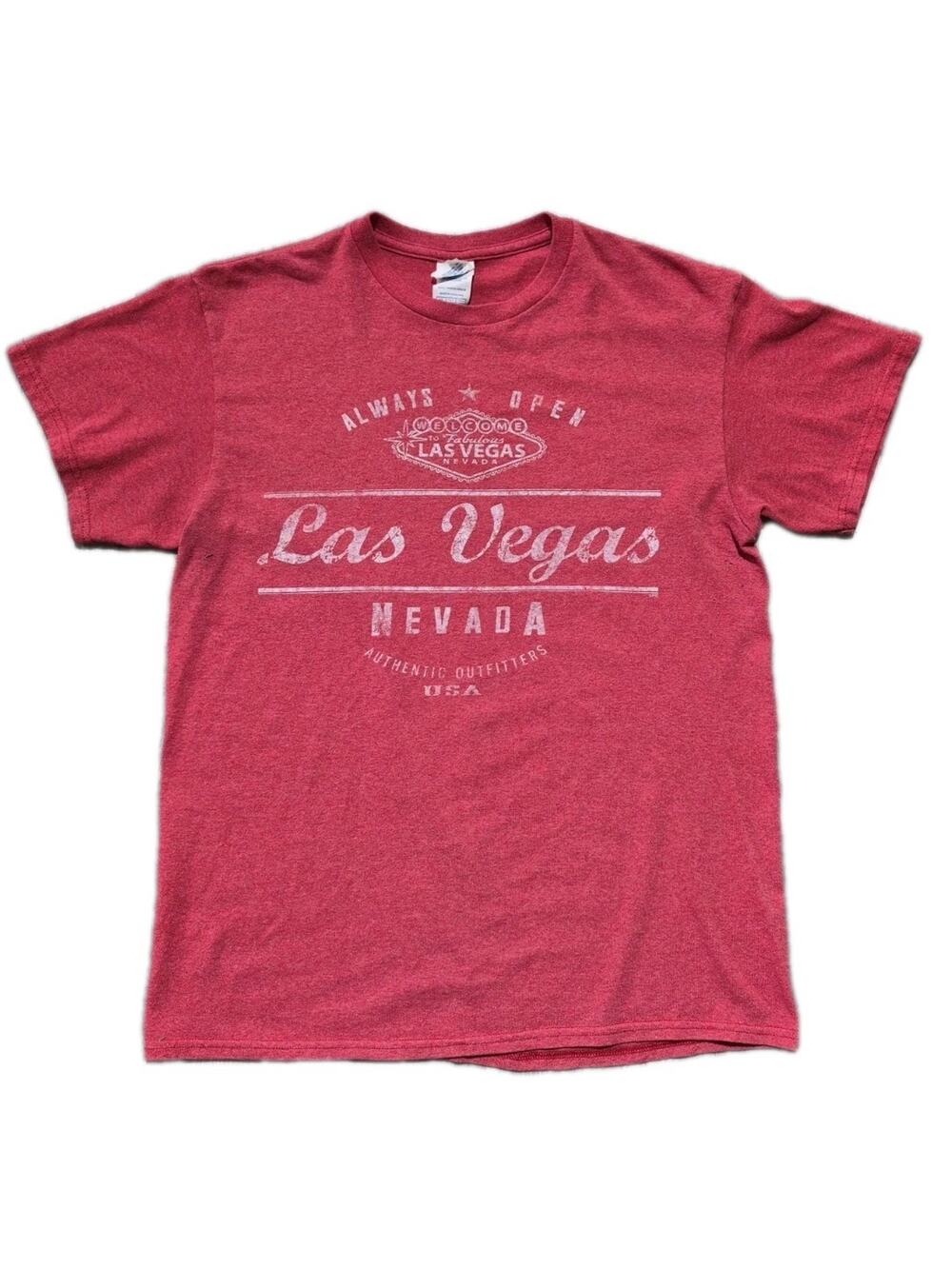 Vintage Y2K Pro Weight T-Shirt Las Vegas Nevada Logo Size Medium Red